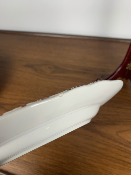 Image 1 of Set de 6 assiettes plates anglaises, tons rouges