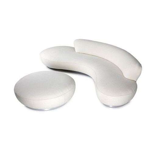 Canapé Vintage avec Ottoman en velours d'agneau Pierre Frey Vladimir Kagan Serpentine 1950s