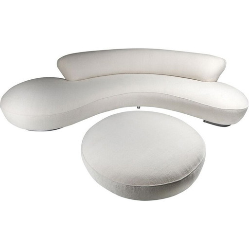 Canapé Vintage avec Ottoman en velours d'agneau Pierre Frey Vladimir Kagan Serpentine 1950s