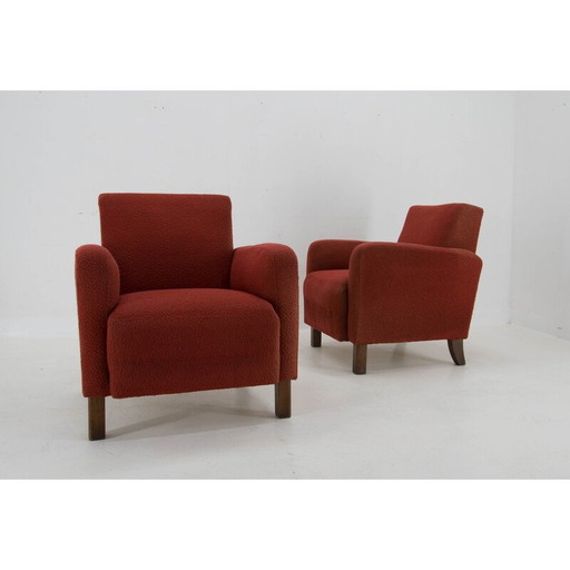 Paire de fauteuils en tissu Art déco vintage par Halabala pour UP Zavody, 1930