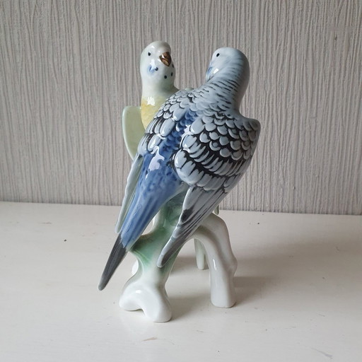 2x Perruches en porcelaine de Bavière