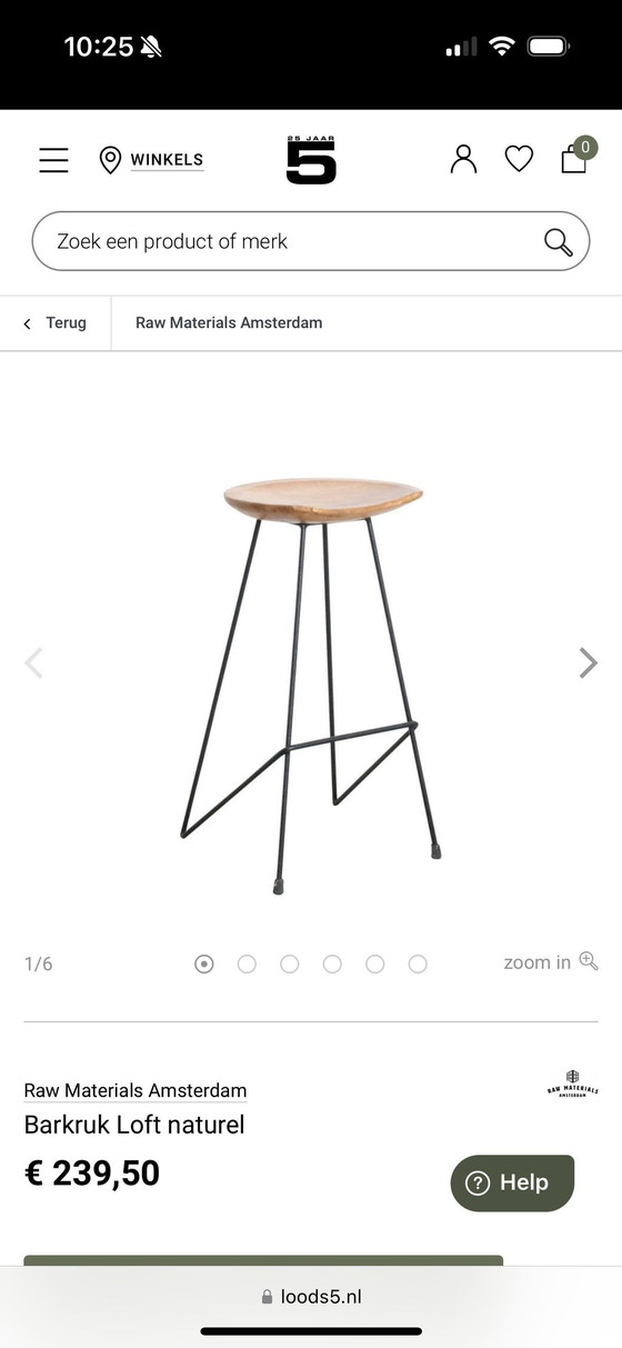 Image 1 of Tabouret de bar Loft en matières premières