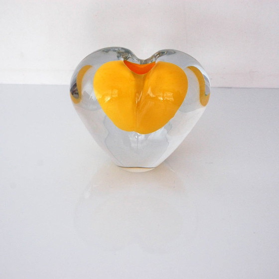Image 1 of Cœur de verre | Jaune chaud et cristal