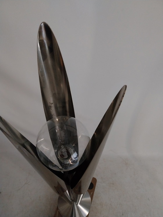 Image 1 of 1 X Lampadaire en acier inoxydable brossé Tuttle Made In Italy 1990's