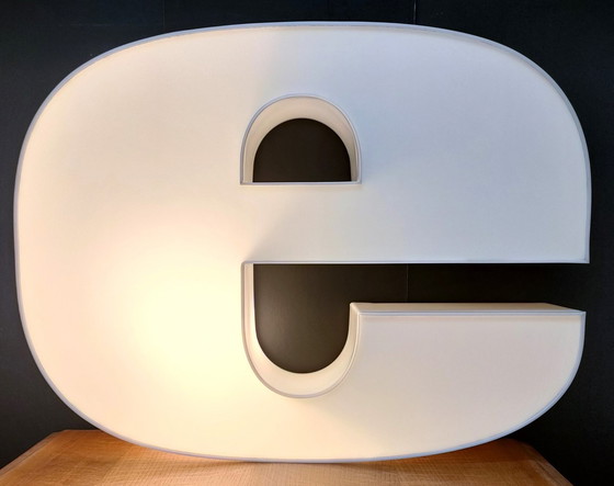 Image 1 of Lampe Enseigne "E" Plexiglas Années 80