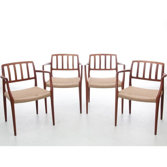 Image 1 of Ensemble de 4 fauteuils scandinaves vintage modèle 66 en teck par Niels O. Møller