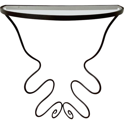 Console vintage en fer et verre par Durga
