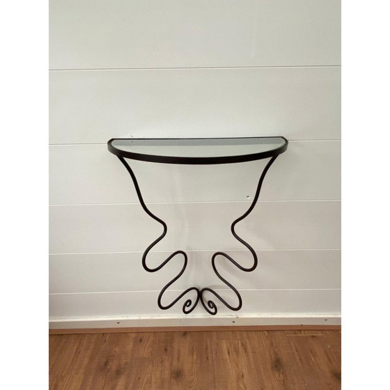 Image 1 of Console vintage en fer et verre par Durga