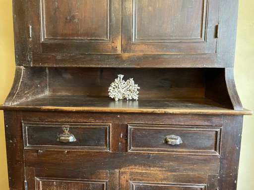 Buffet ancien français Armoire de cuisine Armoire de service Bois Rustique 2 Pièces