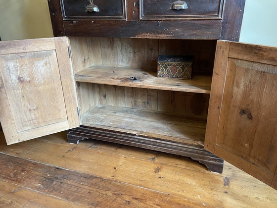 Image 1 of Buffet ancien français Armoire de cuisine Armoire de service Bois Rustique 2 Pièces