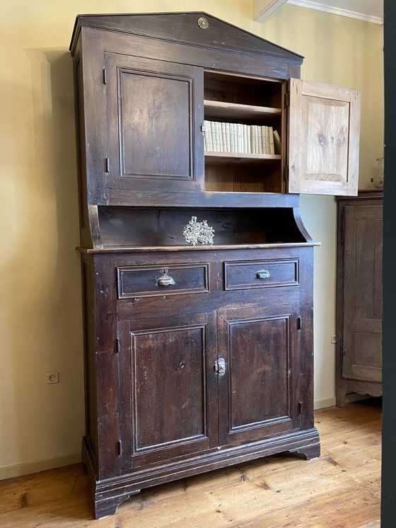 Image 1 of Buffet ancien français Armoire de cuisine Armoire de service Bois Rustique 2 Pièces