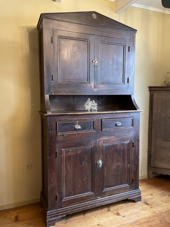 Image 1 of Buffet ancien français Armoire de cuisine Armoire de service Bois Rustique 2 Pièces