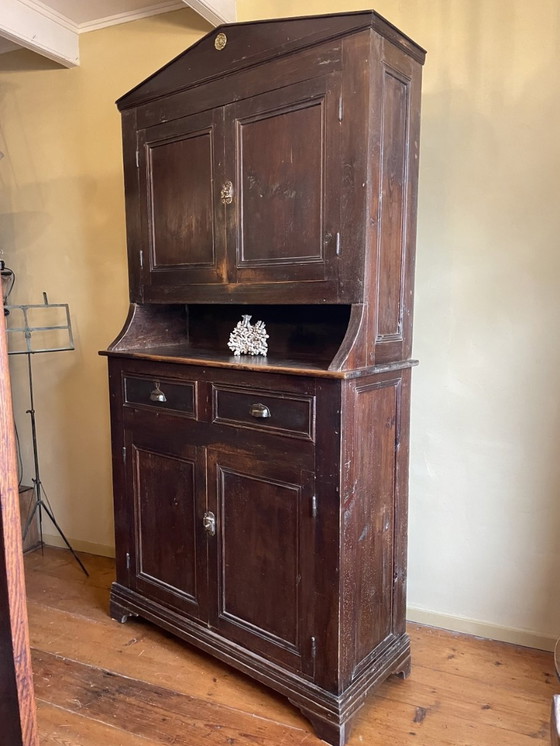 Image 1 of Buffet ancien français Armoire de cuisine Armoire de service Bois Rustique 2 Pièces