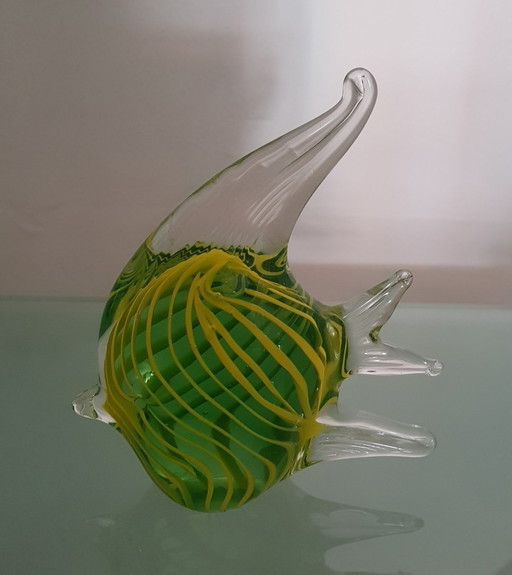 2X Sculptures de poissons en verre de Murano, 1950S