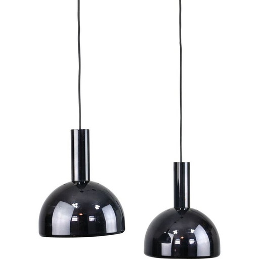 Paire de lampes suspendues vintage minimalistes en chrome