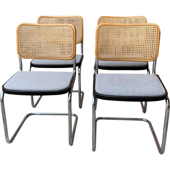 Image 1 of Ensemble de 4 chaises italiennes vintage B32 Cesca de Marcel Breuer, 1970