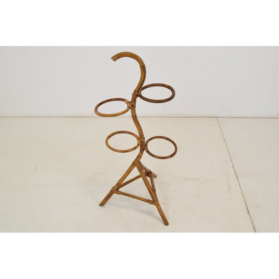 Image 1 of Porte-fleurs en rotin et bambou du milieu du siècle, Italie, années 1950