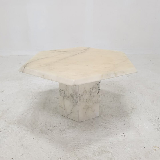 Image 1 of Ensemble de 3 tables d'appoint vintage en marbre de Carrare, Italie années 1980