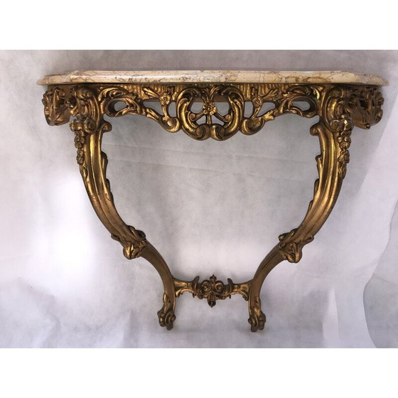 Image 1 of Console vintage en bois doré et marbre