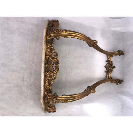 Image 1 of Console vintage en bois doré et marbre