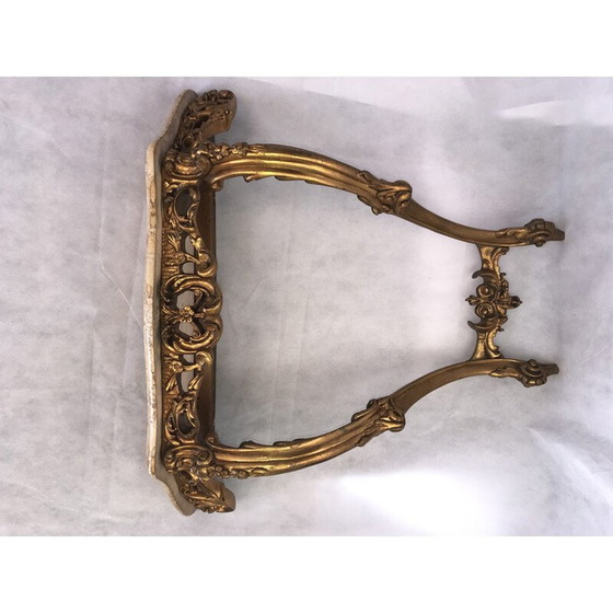Image 1 of Console vintage en bois doré et marbre