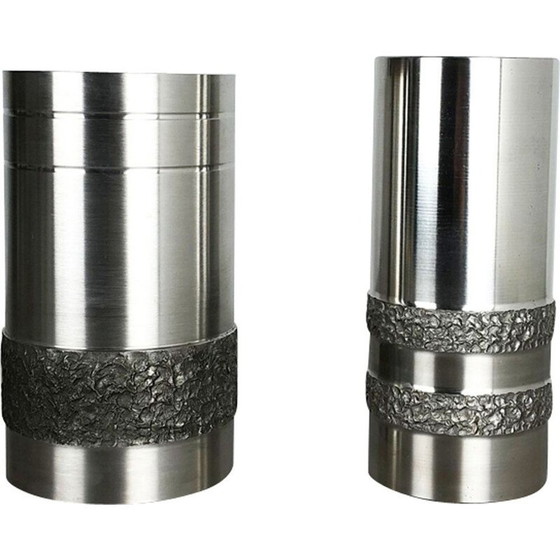 Image 1 of Paire de vases en acier vintage, Allemagne 1970