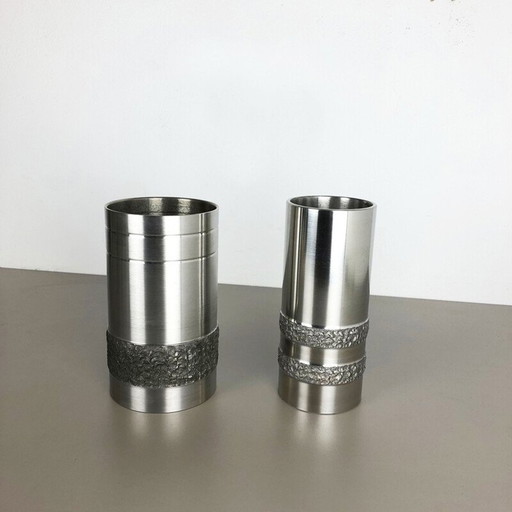 Paire de vases en acier vintage, Allemagne 1970