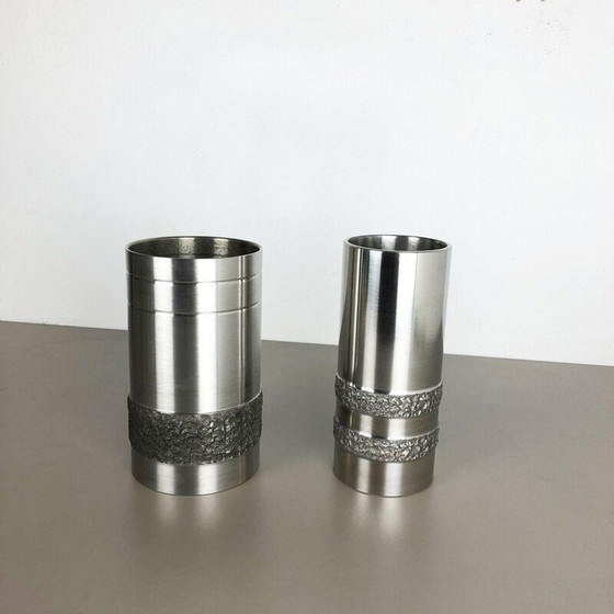 Image 1 of Paire de vases en acier vintage, Allemagne 1970