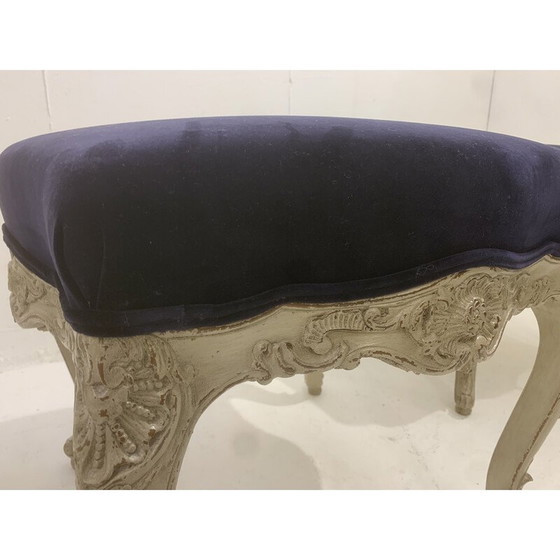 Image 1 of Paire de repose-pieds vintage en velours violet, Belgique