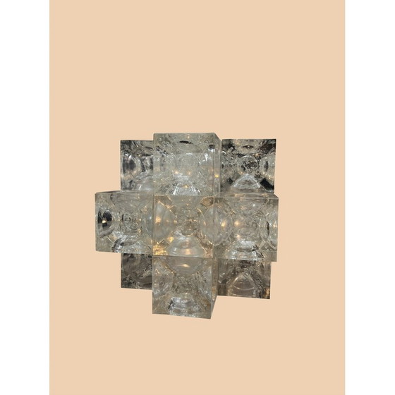 Image 1 of Lampe cubique en verre vintage par Albano Poli pour Poliarte, Italie 1970