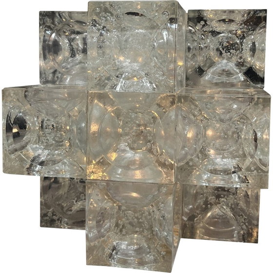 Image 1 of Lampe cubique en verre vintage par Albano Poli pour Poliarte, Italie 1970