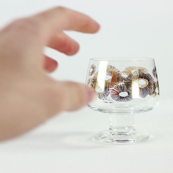 Image 1 of Ensemble de 6 verres vintage avec détails dorés, Tchécoslovaquie 1960