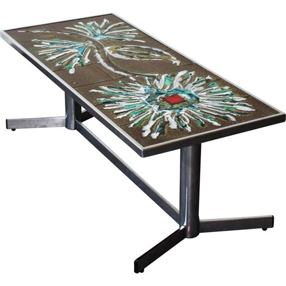 Image 1 of Table basse vintage en céramique et chrome