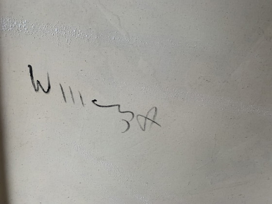 Image 1 of William Malacu - Peinture centrée rouge et bleue