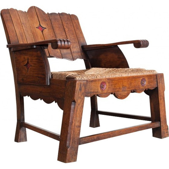 Image 1 of Chaise longue en bois sculpturale vintage, 1930