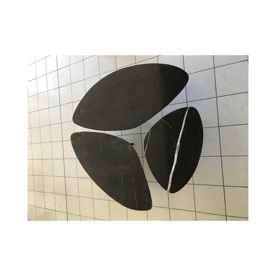 Image 1 of Ensemble de 3 tables en marbre noir - années 1980
