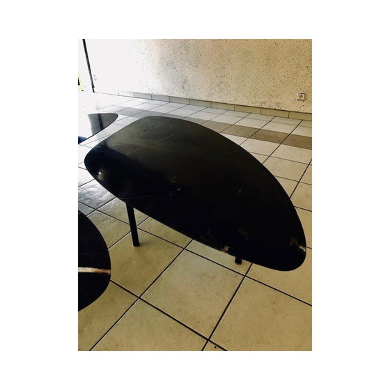 Image 1 of Ensemble de 3 tables en marbre noir - années 1980