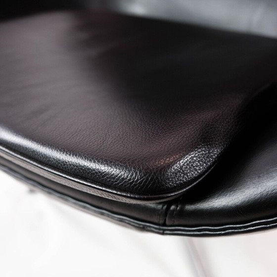 Image 1 of Vintage Fauteuil en cuir noir The Egg modèle 3316 par Arne Jacobsen pour Fritz Hansen, 1958