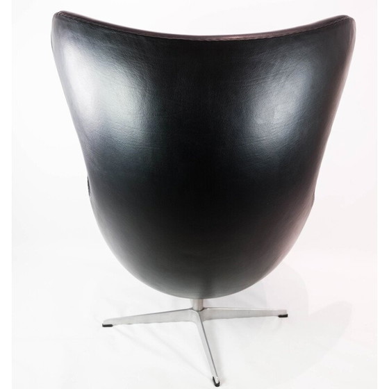 Image 1 of Vintage Fauteuil en cuir noir The Egg modèle 3316 par Arne Jacobsen pour Fritz Hansen, 1958