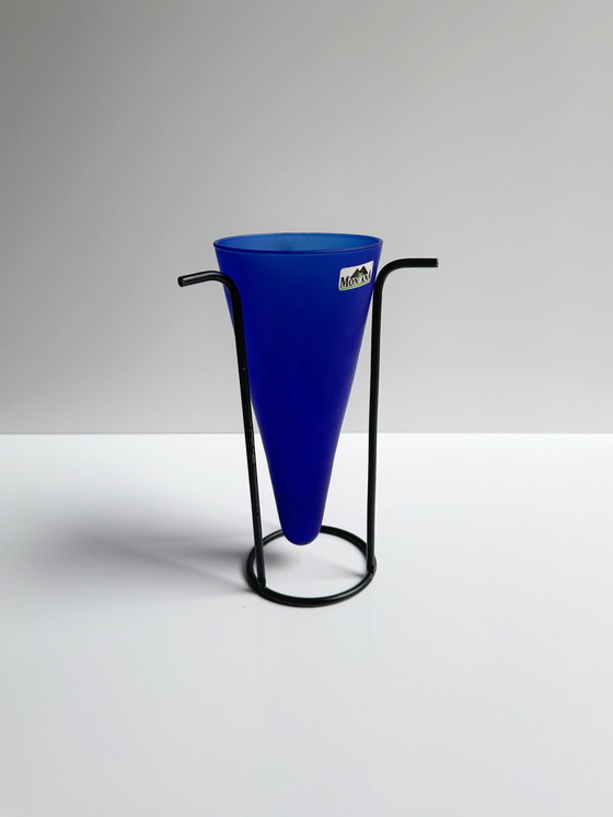 Image 1 of Vintage 90Er 80Er Montana Vase en verre bleu cobalt Y2K Vase à fleurs Memphis Milano Bauhaus postmoderne