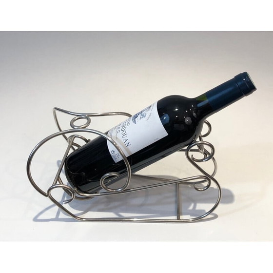 Image 1 of Porte-bouteille vintage en métal argenté, France 1930