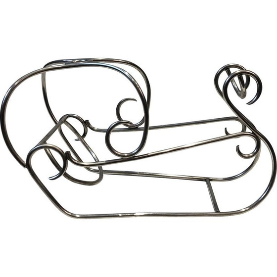 Image 1 of Porte-bouteille vintage en métal argenté, France 1930