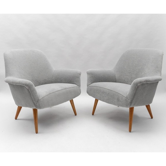 Image 1 of Paire de fauteuils vintage en tissu Teddy, 1950