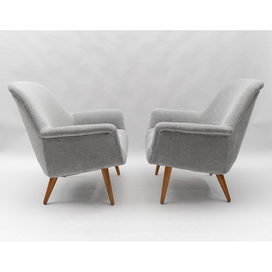 Image 1 of Paire de fauteuils vintage en tissu Teddy, 1950
