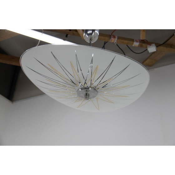 Image 1 of Lustre en verre vintage, Tchécoslovaquie, années 1950