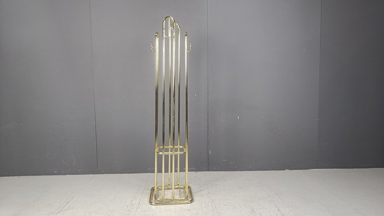 Image 1 of Porte-manteau vintage moderniste en laiton 1970