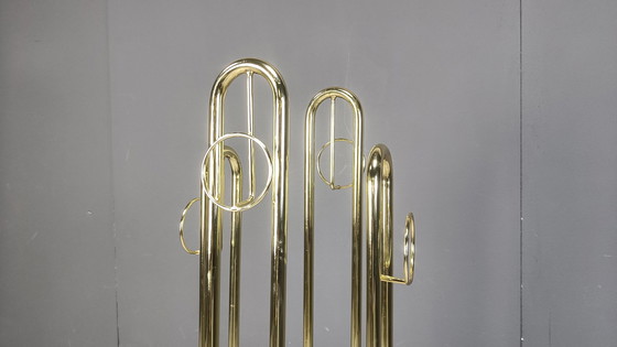 Image 1 of Porte-manteau vintage moderniste en laiton 1970