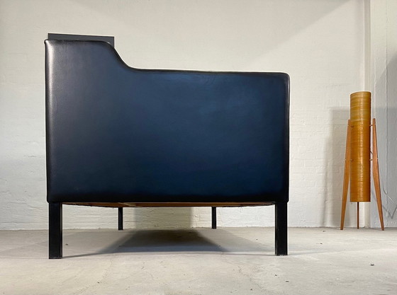 Image 1 of Mid Century Danish Black Leather 3 Seater Sofa by Stouby (Canapé 3 places en cuir noir)