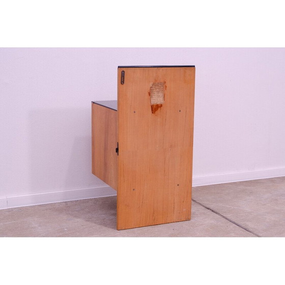 Image 1 of Table de nuit vintage en hêtre et verre par Mojmír Požár pour Up Závody, Tchécoslovaquie 1960