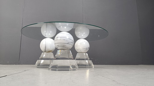 Table basse sphérique en marbre par Roche Bobois, 1980S